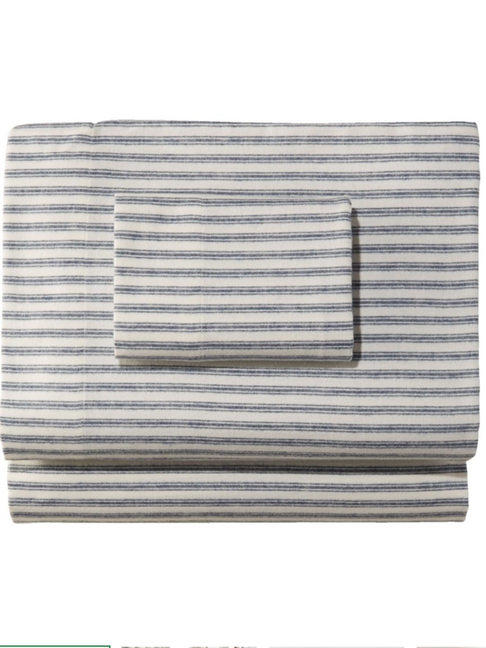 L.L. Bean King Ultrasoft Comfort Flannel Sheet Set Mariner Blue Stripe NWT $200 - Picture 2 of 12